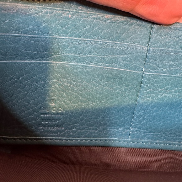 Gucci Teal Leather Zip Around Long Wallet Bamboo Tassel Detail - Picture 12 of 13
